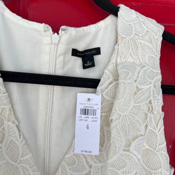 Ann Taylor New White Tank Top Dress Women's 4 Lace Wedding Summer Spring Flowers - Picture 2 of 9